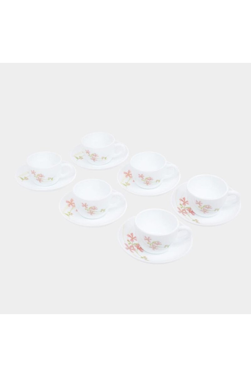 Hitech Sales 145 ml Opalware Cup & Saucer Set White | Microwave Safe Ceramic Cup | Ideal for Daily Use