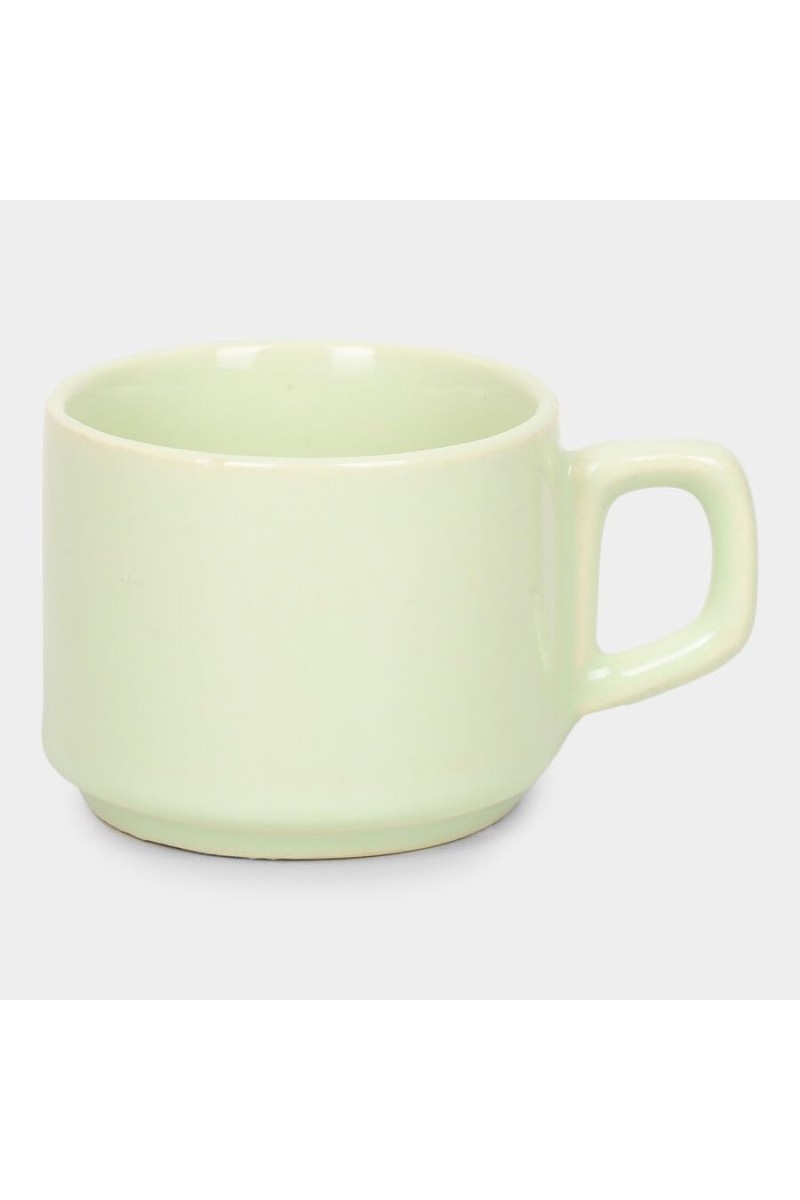 Hitech Sales 120 ml Stoneware Mug Light Green | Microwave Safe Ceramic Cup | Ideal for Daily Use