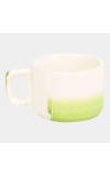 Hitech Sales 100 ml Stoneware Cup White & Green | Microwave Safe Ceramic Cup | Ideal for Daily Use