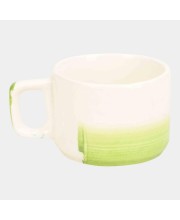 Hitech Sales 100 ml Stoneware Cup White & Green | Microwave Safe Ceramic Cup | Ideal for Daily Use
