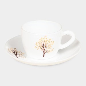 Hitech Sales 130 ml Opalware Cup & Saucer Set White | Microwave Safe Ceramic Cup