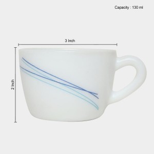 Hitech Sales 130 ml Opalware Cup & Saucer Set White | Microwave Safe Ceramic Cup | Ideal for Daily Use