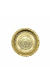Golden Brass Puja Plate with Om & Mantra Carving – Traditional Thali for Aarti & Temple Use
