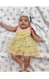 Cotton Sleeveless Baby Girl Frock for 0-9 Months – Soft & Comfortable Dress for Newborns & Infants (2, Light Yellow)