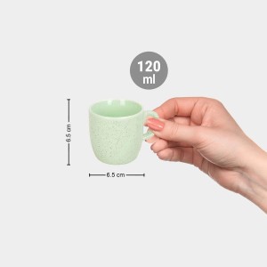 Hitech Sales 120 ml Stoneware Cup Set of 6 Green | Durable & Microwave Safe | Set for Tea/Coffee Elegant Design