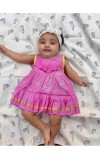 Cotton Sleeveless Baby Girl Frock for 0-9 Months – Soft & Comfortable Dress for Newborns & Infants (2, Pink)