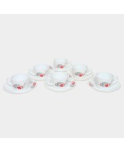 Hitech Sales 130 ml Opalware Cup & Saucer Set Red | Microwave Safe Ceramic Cup | Ideal for Daily Use