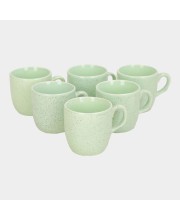 Hitech Sales 120 ml Stoneware Cup Set of 6 Green | Durable & Microwave Safe | Set for Tea/Coffee Elegant Design