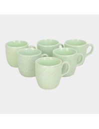 Hitech Sales 120 ml Stoneware Cup Set of 6 Green | Durable & Microwave Safe | Set for Tea/Coffee Elegant Design
