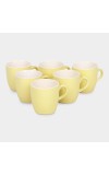 Hitech Sales 160 ml Stoneware Mug Set of 6 Yellow | Durable & Microwave Safe | Set for Tea/Coffee Elegant Design