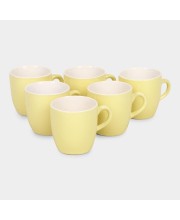 Hitech Sales 160 ml Stoneware Mug Set of 6 Yellow | Durable & Microwave Safe | Set for Tea/Coffee Elegant Design