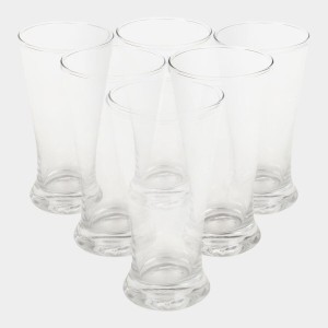 Hitech Sales White Glass Tumbler Set - 6 Tumblers, 300ml, Premium Drinking Glasses