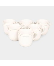 HiTech Sales 120 ml Stoneware Cup Set - Set of 6 (White) | Microwave Safe & Durable | Ideal for Tea & Coffee