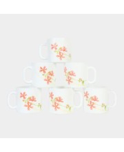 Hitech Sales 190 ml Opalware Mug Set of 6 Multicolor | Durable & Microwave Safe | Set for Tea/Coffee Elegant Design