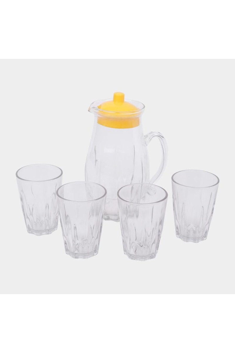Hitech Sales White Glass Lemonade Tumbler Set - 5 Tumblers, 220ml Perfect for Refreshing Drinks