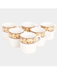 Hitech Sales 120 ml Stoneware Cup Set of 6 White | Durable & Microwave Safe | Set for Tea/Coffee Elegant Design