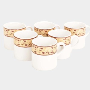 Hitech Sales 120 ml Stoneware Cup Set of 6 White | Durable & Microwave Safe | Set for Tea/Coffee Elegant Design Hitech Sales 120 ml Stoneware Cup Set of 6 White | Durable & Microwave Safe | Set for Tea/Coffee Elegant Design