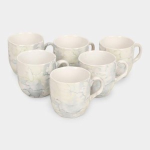 HiTech Sales Stoneware Cup Set of 6-120 ml (White) | Microwave Safe & Durable | Perfect for Tea & Coffee
