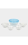 Hitech Sales Elegant White Glass Pudding Set - 5 Pieces, 600ml & 150ml Bowls