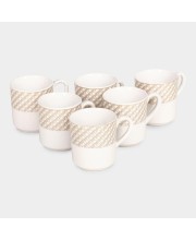 Hitech Sales 120 ml Stoneware Cup Set of 6 White | Durable & Microwave Safe | Set for Tea/Coffee Elegant Design