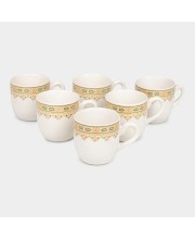 Hitech Sales 120 ml Stoneware Cup Set of 3 White | Durable & Microwave Safe | Set for Tea/Coffee Elegant Design