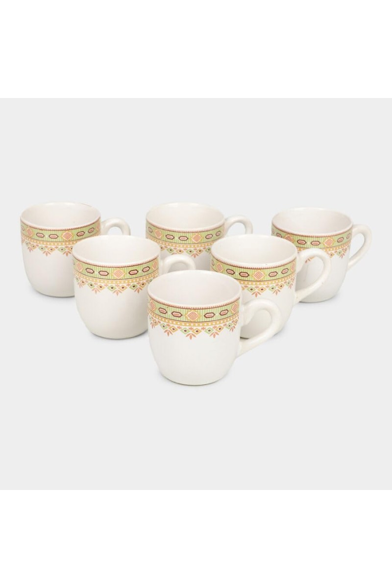 Hitech Sales 120 ml Stoneware Cup Set of 3 White | Durable & Microwave Safe | Set for Tea/Coffee Elegant Design