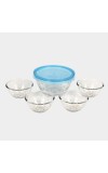 Hitech Sales Multicolor Glass Pudding Set - 5 Pieces, 600ml & 150ml Dessert Cups