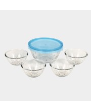 Hitech Sales Multicolor Glass Pudding Set - 5 Pieces, 600ml & 150ml Dessert Cups