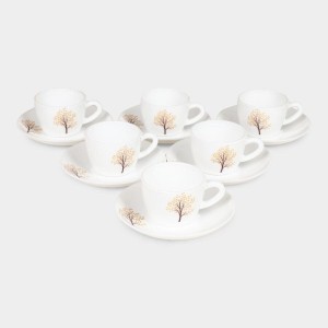 Hitech Sales 130 ml Opalware Cup & Saucer Set White | Microwave Safe Ceramic Cup