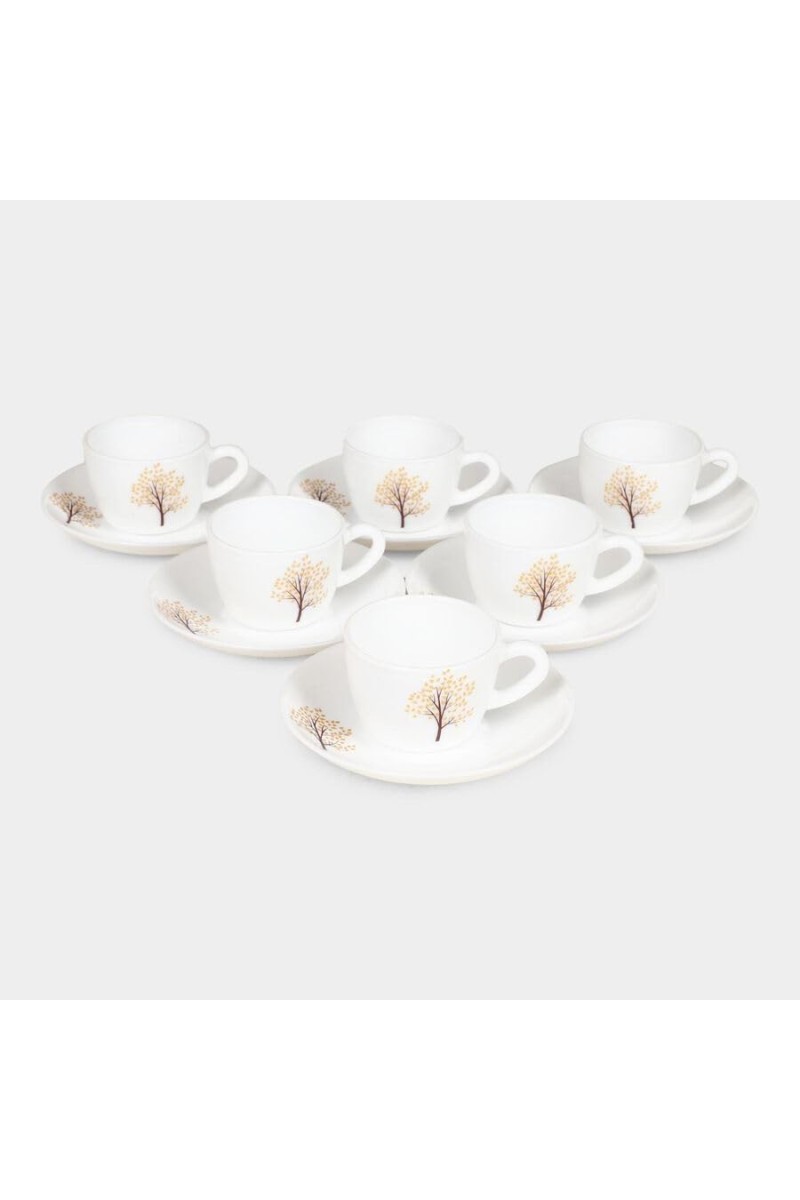 Hitech Sales 130 ml Opalware Cup & Saucer Set White | Microwave Safe Ceramic Cup