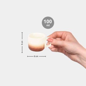 Hitech Sales 100 ml Stoneware Cup White & Brown | Microwave Safe Ceramic Cup | Ideal for Daily Use