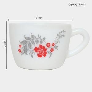 Hitech Sales 130 ml Opalware Cup & Saucer Set Red | Microwave Safe Ceramic Cup | Ideal for Daily Use