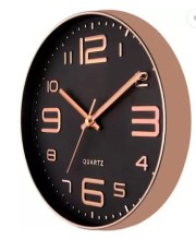 Hitech Sales Modern Classic Quartz Stylish Analog 25 Cm Decorative WallClock Battery Operated Round Easy to Read for Living Room Bedroom Office Kitchen School
