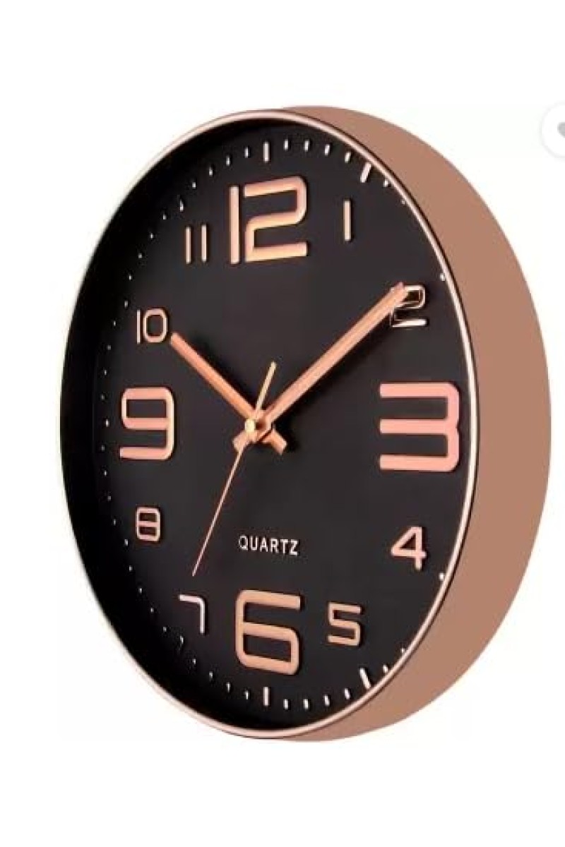 Hitech Sales Modern Classic Quartz Stylish Analog 25 Cm Decorative WallClock Battery Operated Round Easy to Read for Living Room Bedroom Office Kitchen School