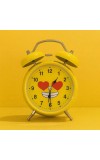 Cute Yellow Smiley Face Alarm Clock for Kids & Adults | Vintage Twin Bell Design | Loud Alarm | Battery Operated Cartoon Table Clock for Bedroom, Study & Home D&eacute;cor | Pack of 1 (Inner Design May Vary)