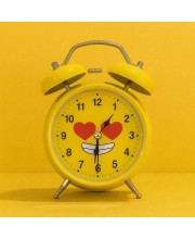 Cute Yellow Smiley Face Alarm Clock for Kids & Adults | Vintage Twin Bell Design | Loud Alarm | Battery Operated Cartoon Table Clock for Bedroom, Study & Home D&eacute;cor | Pack of 1 (Inner Design May Vary)