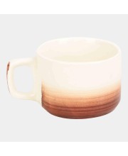 Hitech Sales 100 ml Stoneware Cup White & Brown | Microwave Safe Ceramic Cup | Ideal for Daily Use