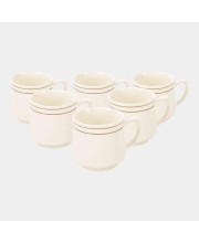 Hitech Sales 120 ml Stoneware Cup Set of 6 White | Durable & Microwave Safe | Set for Tea/Coffee