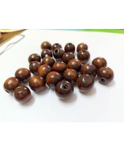 HiTechMArt 100pcs Wooden Beads – 12mm Round Loose Wood Beads for DIY Jewelry Making, Craft Projects, Hair Braiding & Decorations – Smooth Polished Finish (Dark Brown)