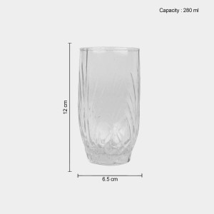 Hitech Sales White Glass Tumbler Set - 6 Tumblers, 280ml, Sleek & Modern Design