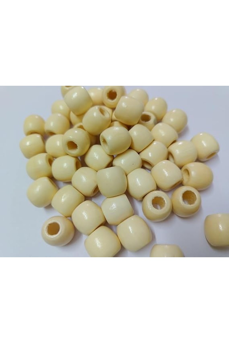 HiTechMArt 100pcs Wooden Beads – 12mm Round Loose Wood Beads for DIY Jewelry Making, Craft Projects, Hair Braiding & Decorations – Smooth Polished Finish (Natural Cream)