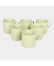 Hitech Sales 120 ml Stoneware Cup Set of 6 Green | Durable & Microwave Safe | Set for Tea/Coffee
