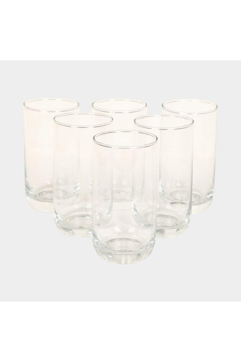 Hitech Sales White Glass Tumbler Set - 6 Tumblers, 290ml, Glassware