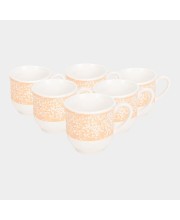 Hitech Sales 120 ml White Stoneware Cup Set of 6 Multicolor | Durable & Microwave Safe | Set for Tea/Coffee Elegant Design
