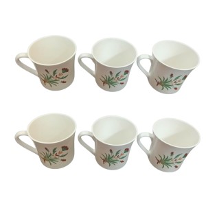 Ceramic Tea & Coffee Cups Set of 6 with Floral Design | White Printed Coffee Mugs for Home, Office & Gifting | Microwave & Dishwasher Safe