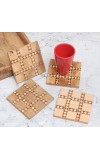 Modern Brown Wooden Tea Coasters – Set of 4 | Stylish Tabletop Drink Mats for Cups, Mugs & Glasses | Handcrafted Wooden Coaster Set for Home & Office Décor
