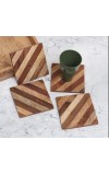 Handmade Wooden Tea Coasters – Set of 4 | Rustic Drink Mats for Home, Office, Table Décor | Reusable Wooden Cup Coaster Set for Tea, Coffee & Drinks