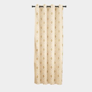 Home Beautiful 5ft. Beige Printed Eyelet Window Curtains - (M2754)