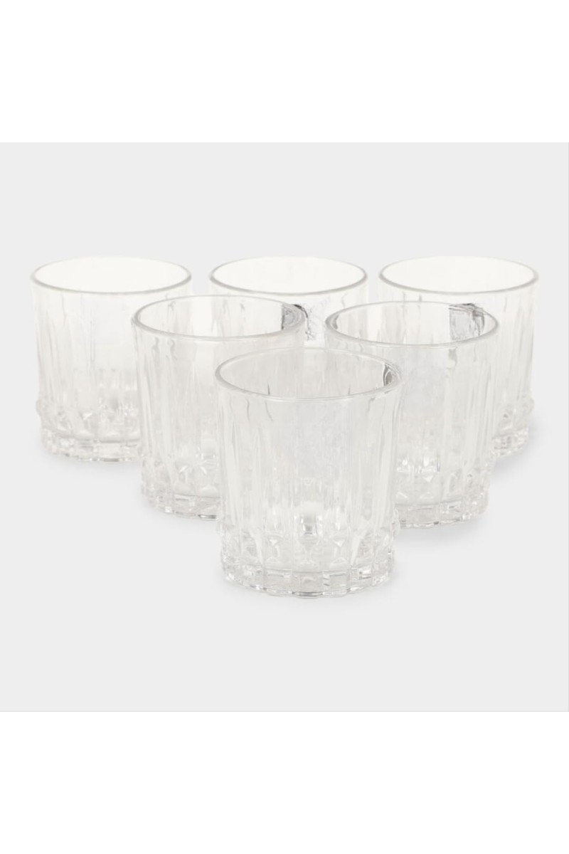 Hitech Sales Modern White Glass Tumbler Set - 6 Tumblers, 310ml for Home & Office