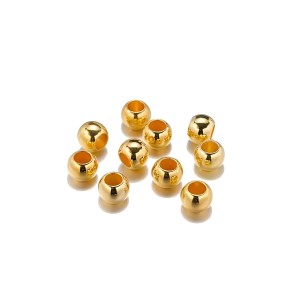 HiTechMart Gold-Plated Round Spacer Beads – Small Plastic Craft Beads for Jewelry Making, DIY Bracelets, Necklaces & Decorations (Bulk Pack) (300)
